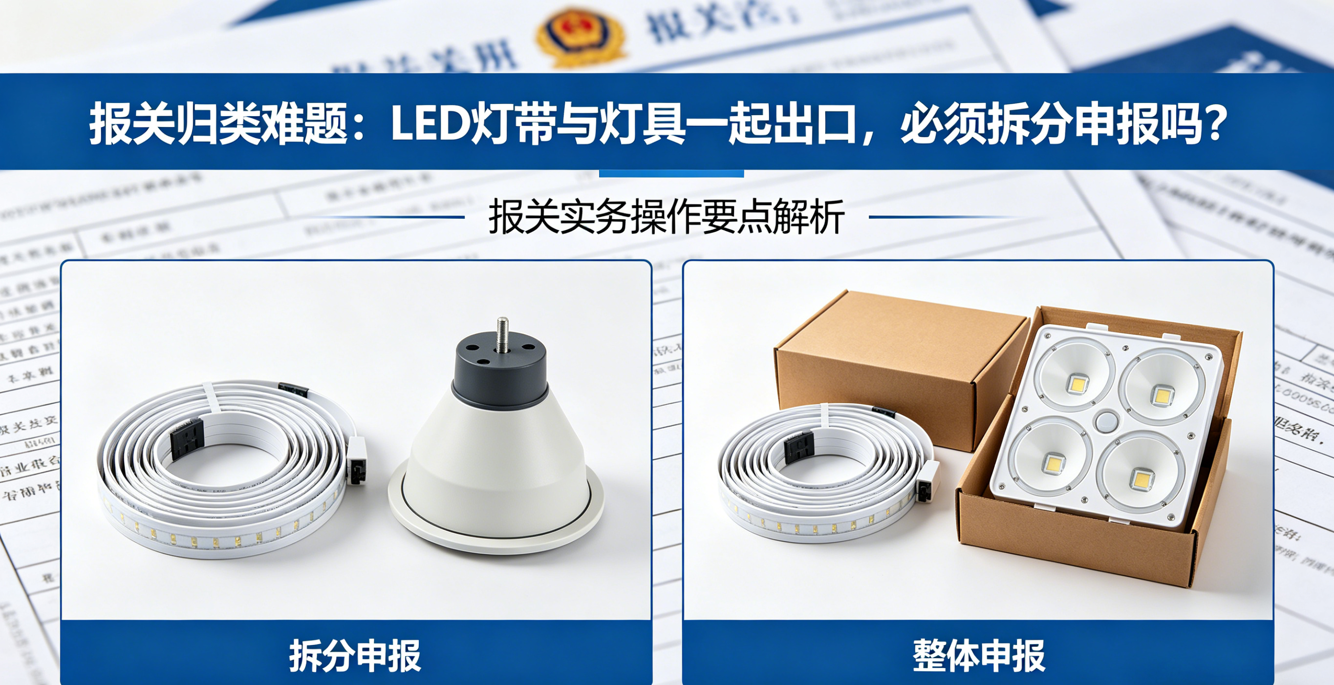 报关归类难题：LED 灯带与灯具一起出口，必须拆分申报吗？ 相关图片
