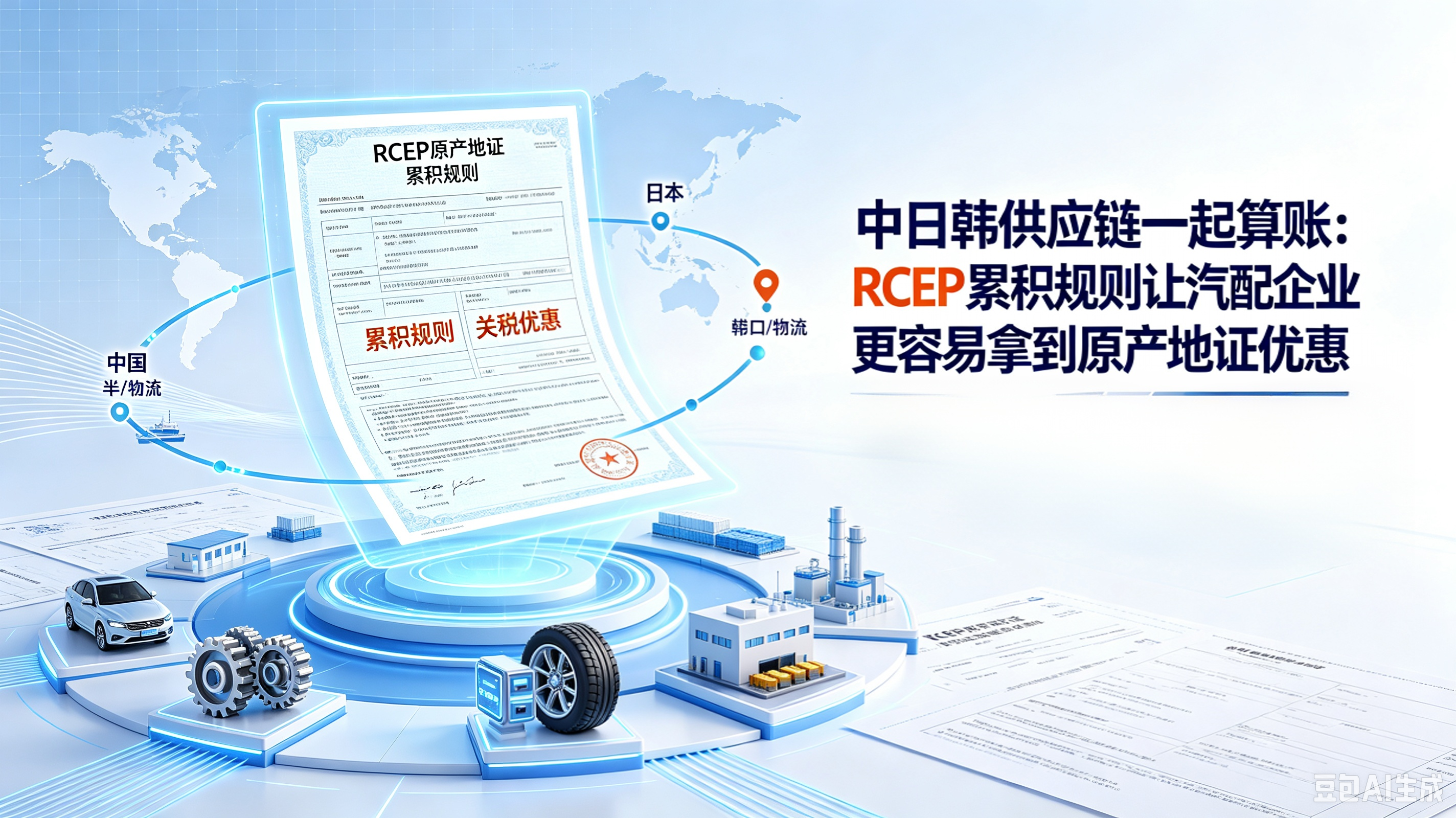 中日韩供应链一起算账：RCEP 累积规则让汽配企业更容易拿到原产地证优惠 相关图片
